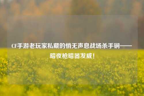 CF手游老玩家私藏的悄无声息战场杀手锏——暗夜枪暗器发威！