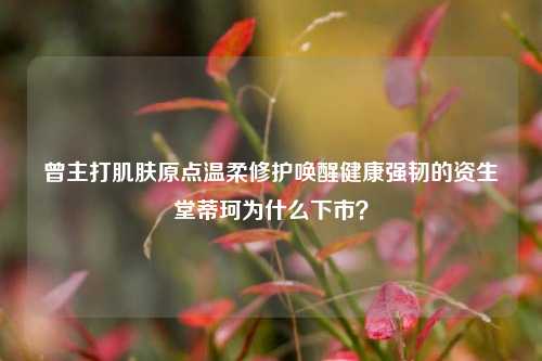 曾主打肌肤原点温柔修护唤醒健康强韧的资生堂蒂珂为什么下市？