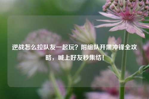 逆战怎么拉队友一起玩？附组队开黑冲锋全攻略，喊上好友秒集结！