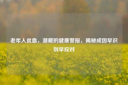 老年人贫血，潜藏的健康警报，揭秘成因早识别早应对