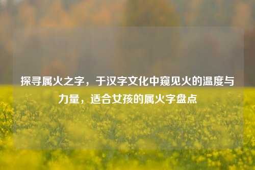 探寻属火之字，于汉字文化中窥见火的温度与力量，适合女孩的属火字盘点
