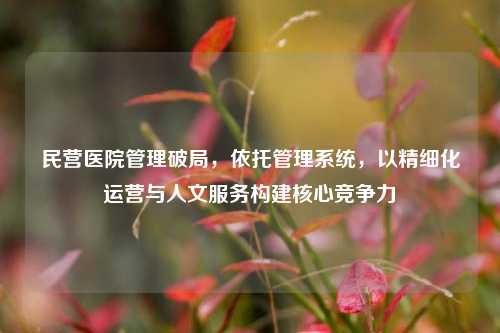 民营医院管理破局，依托管理系统，以精细化运营与人文服务构建核心竞争力