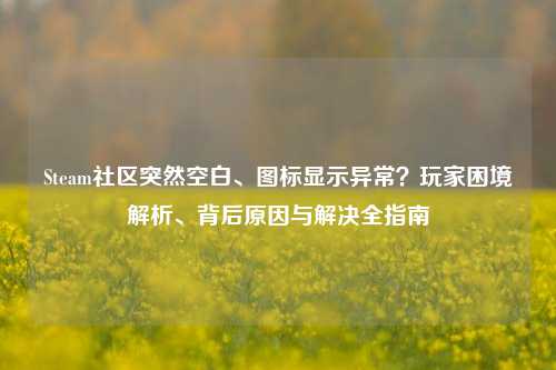 Steam社区突然空白、图标显示异常？玩家困境解析、背后原因与解决全指南