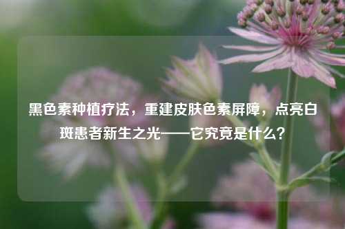 黑色素种植疗法，重建皮肤色素屏障，点亮白斑患者新生之光——它究竟是什么？
