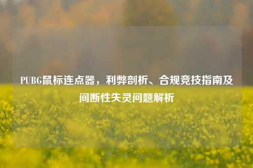 PUBG鼠标连点器，利弊剖析、合规竞技指南及间断性失灵问题解析