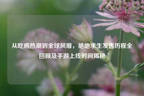 从吃鸡热潮到全球风靡，绝地求生发售历程全回顾及手游上线时间揭秘