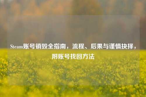 Steam账号销毁全指南，流程、后果与谨慎抉择，附账号找回方法