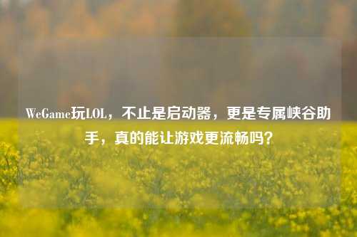 WeGame玩LOL，不止是启动器，更是专属峡谷助手，真的能让游戏更流畅吗？